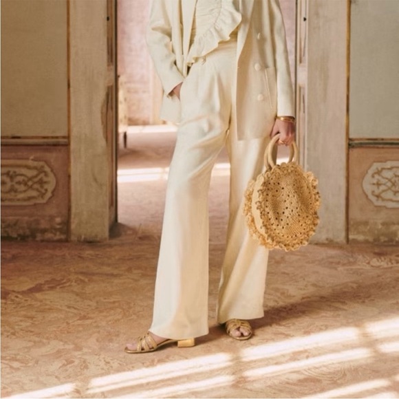 Sezane Loulou Trousers In Creme NWT Size 46 US 14
